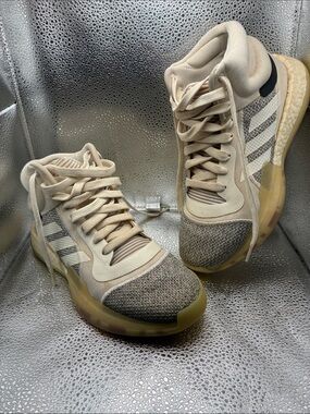 adidas High-Top Athletic Sneakers in Cream and Gray